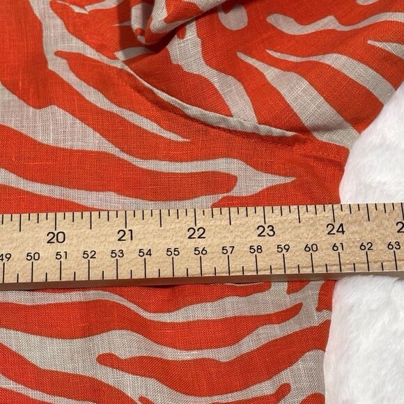 Chicos Linen Button-Up Shirt No iron Blood Orange Tan Palms Size 3 XL NWT - Picture 7 of 11